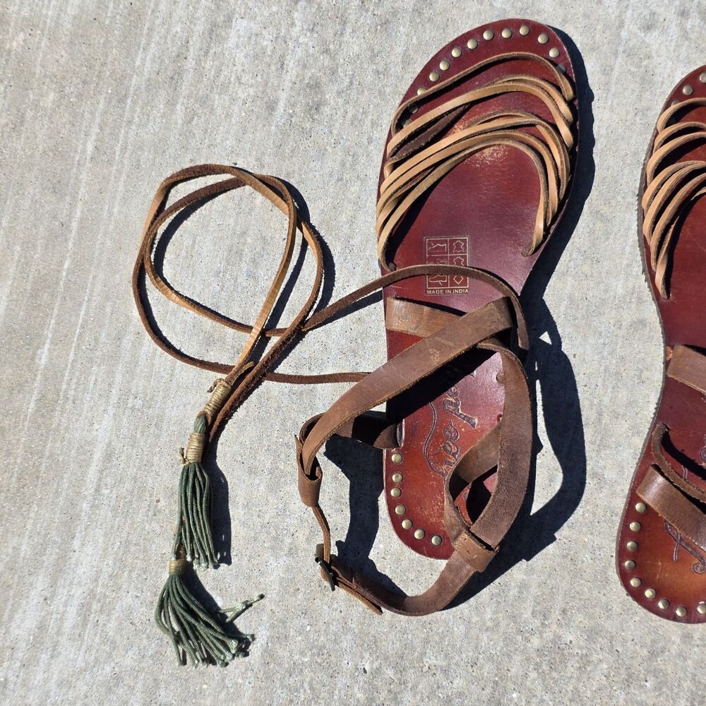 Free People Safari Willow Women's EU 40 Gladiator Sandals Brown Leather Studded - Picture 3 of 6